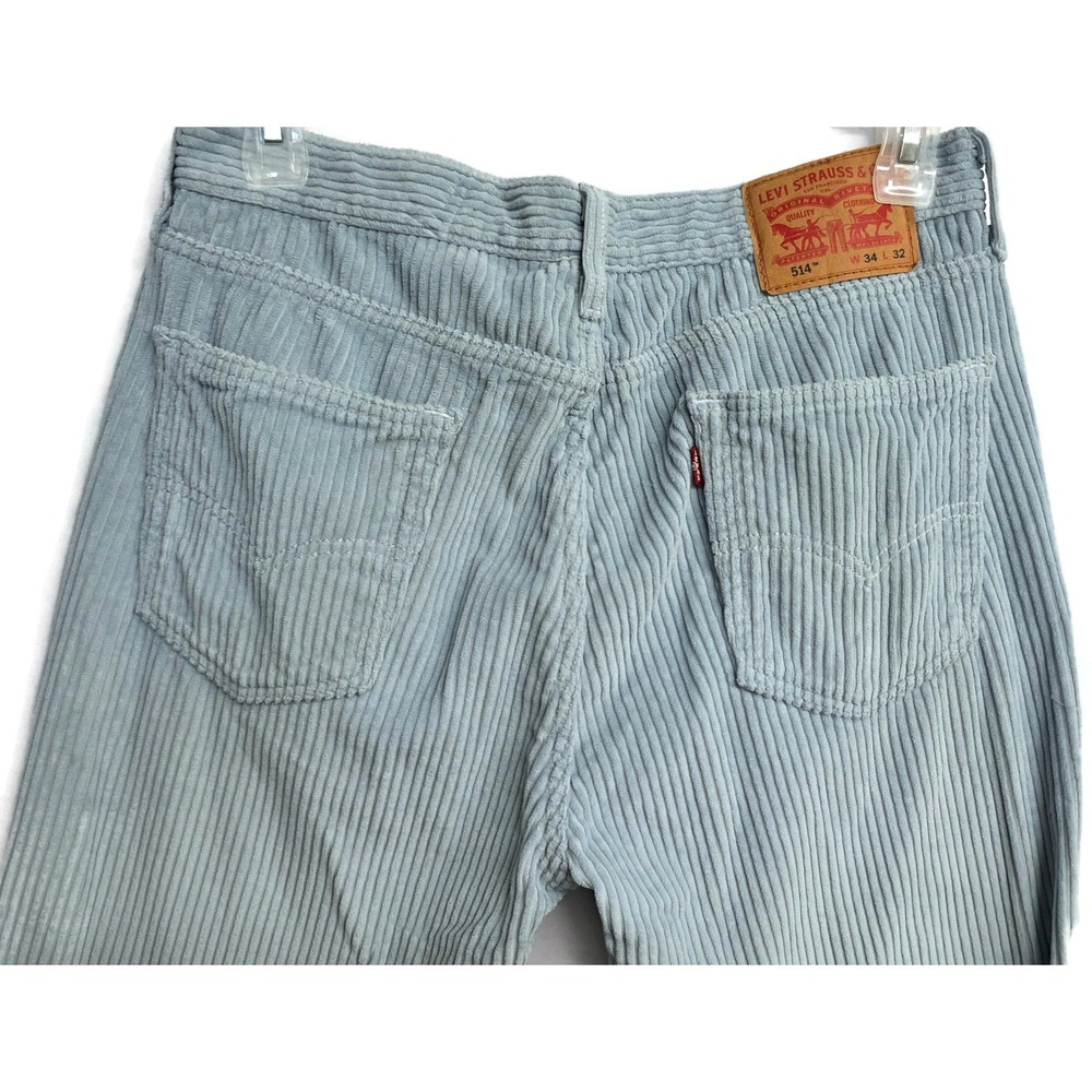 Levis 514 Slim Straight Corduroy Pants Light Blue Mens W34 L32